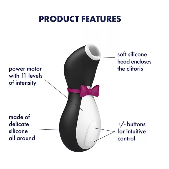 Satisfyer Penguin - punjač, vodootporni klitoralni stimulator (crno-beli)