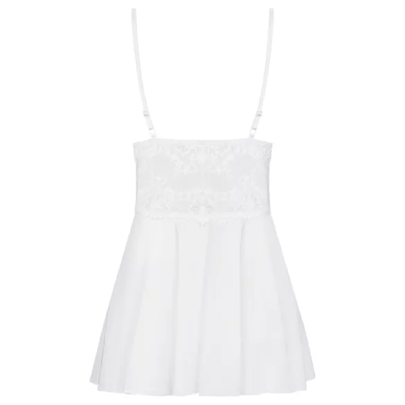 Obsessive 810-BAB-2 - čipkani babydoll i tanga (bela) - L/XL