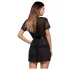Obsessive Alluria - čipkasti ogrtač i tanga (crna) - L/XL