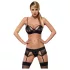Obsessive Wonderia - izvezeni čipkani veš set (crna) - L/XL