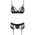 Obsessive Wonderia - izvezeni čipkani veš set (crna) - L/XL