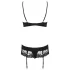 Obsessive Wonderia - izvezeni čipkani veš set (crna) - L/XL