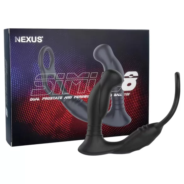 Nexus Simul8 - vibracioni prsten za penis sa analnim dildom (crna)