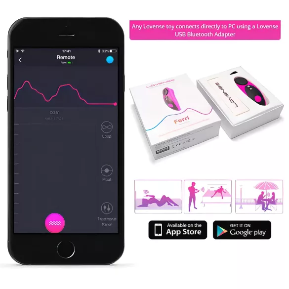 LOVENSE Ferri - pametni klitoralni vibrator (crno‑roze)