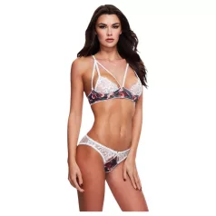   Baci - cvetni, čipkasti set grudnjaka + otvoreni gaćice - M/L