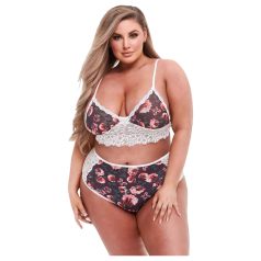 Baci Plus Size - cvetni čipkani komplet brushaltera
