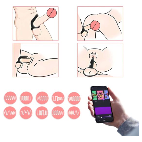 Magic Motion Rise - pametna vibrirajuća prstenjača za penis, punjiva (crna)