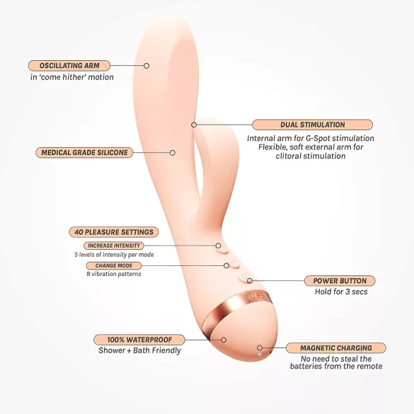 Vush Muse - punjivi vodootporni vibrator s klitoralnim lukom (pink)