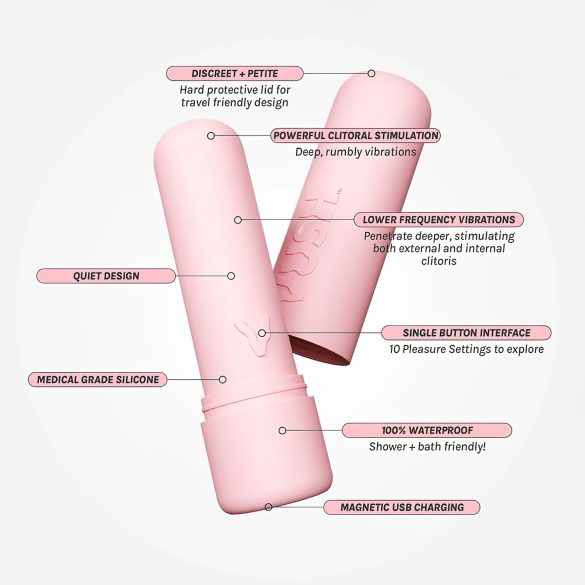 Vush Pop Gloss - vodootporni mini vibrator na punjenje (roze)